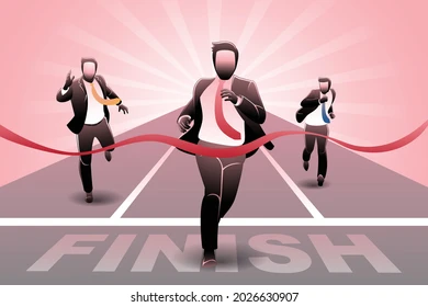 Business professionals racing towards success